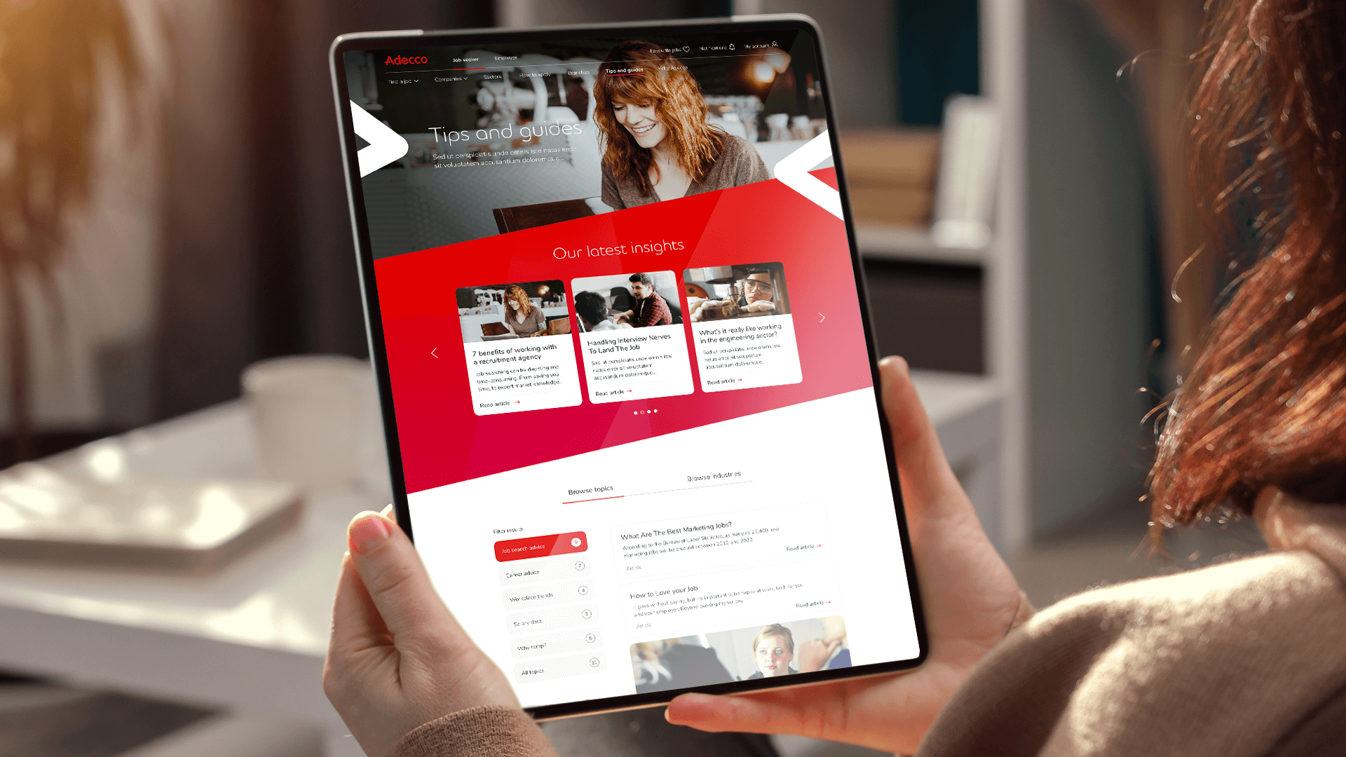Adecco App homepage on device