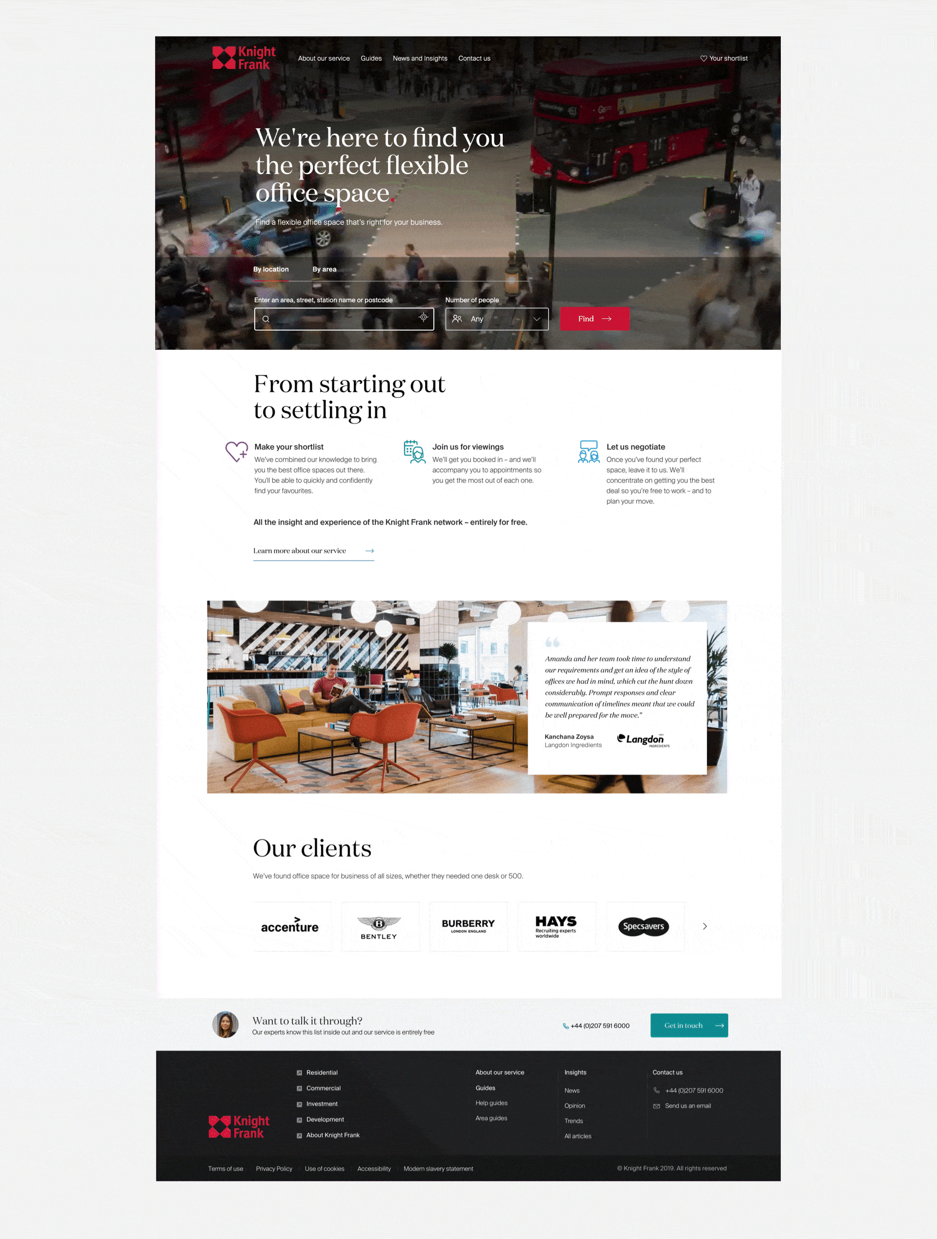 Knight Frank page on device