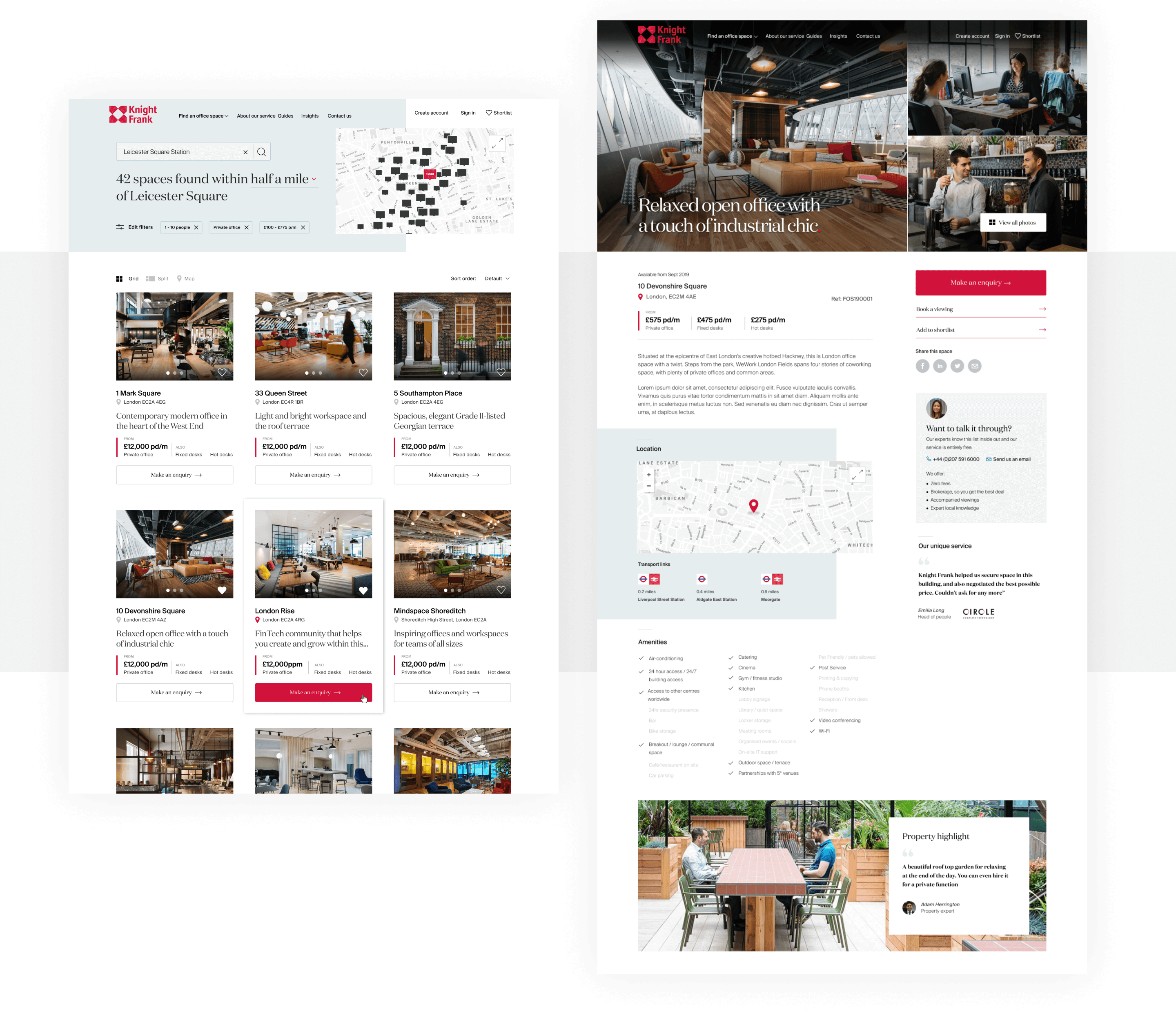 Knight Frank page on device