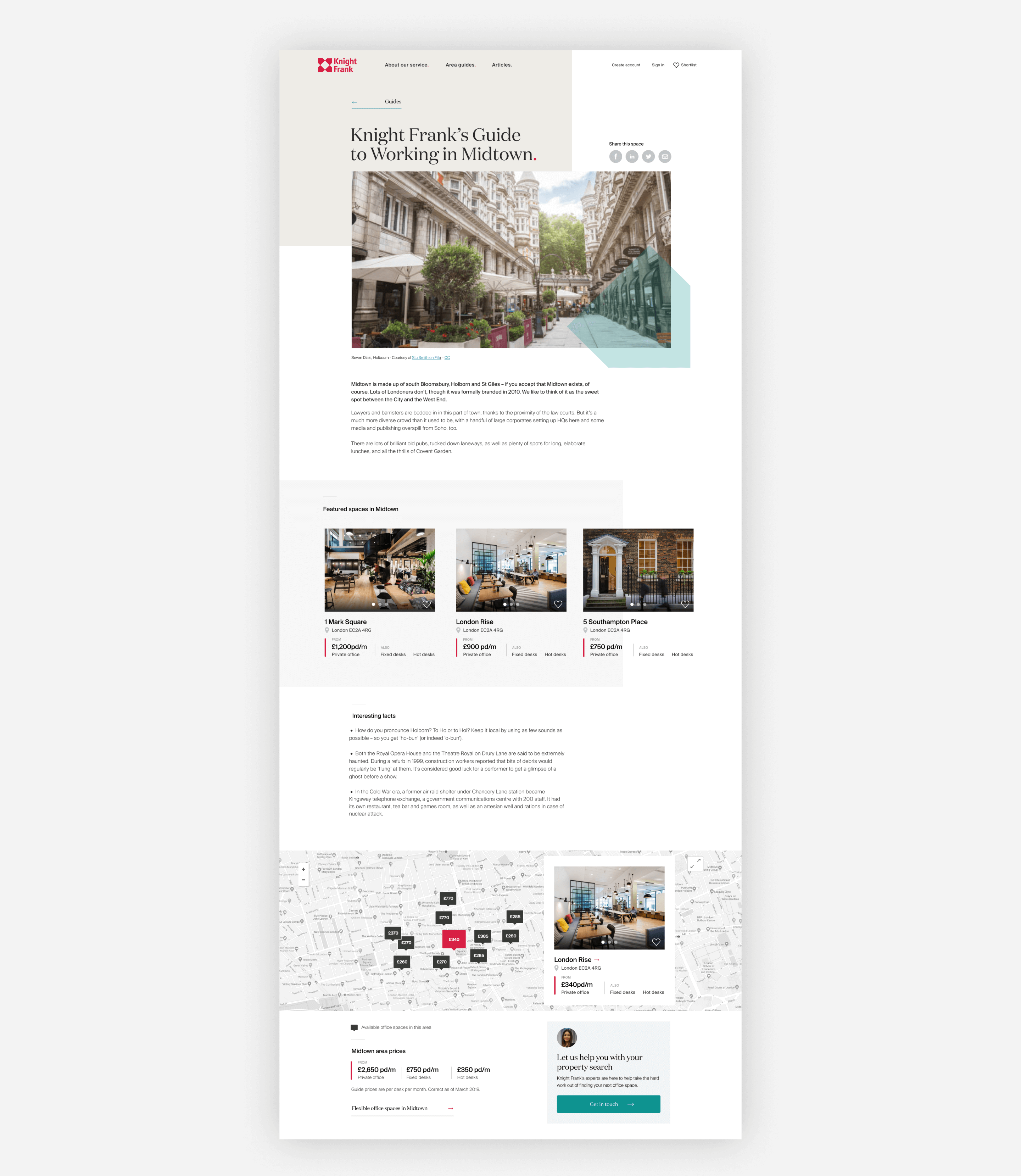 Knight Frank page on device